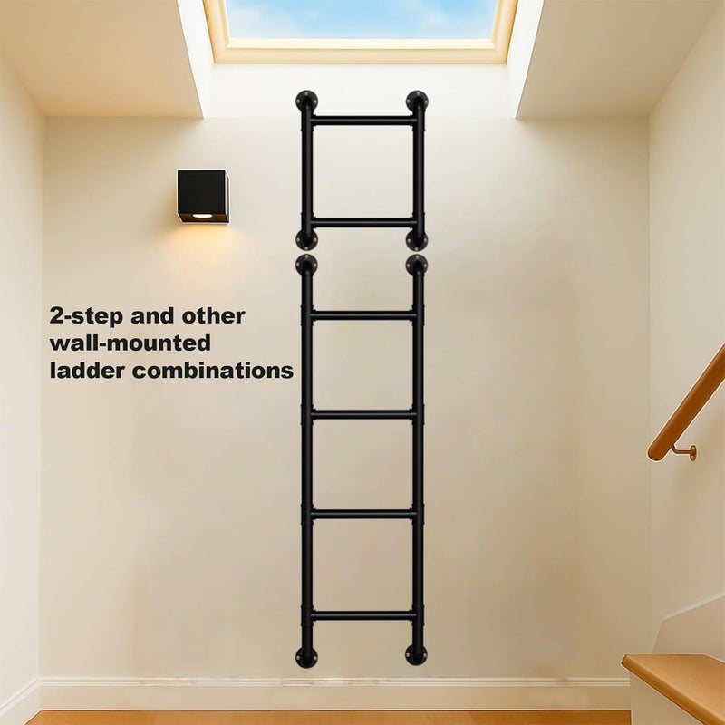 cvter 3/4/5/6/7/8FT Safety Wall Mounted Steel Ladder - 2-Rung Pipe Egress Ladder for Window Well, Loft, Warehouse, Blanket Rack | Indoor & Small Space Use - Image 2